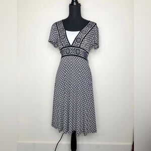 En Focus Studio Black & White Abstract Print Short Sleeve Dress Petite Small